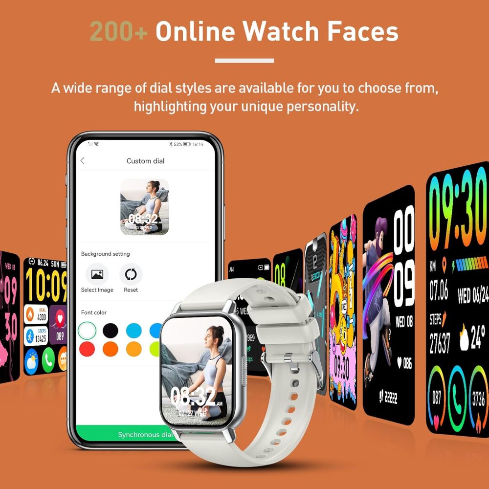 Smart Watch for Men Women, 1.85" HD Screen Smartwatch (Answer/Make Call) with Heart Rate Sleep Monitor Pedometer, 110+ Sports Mode Fitness Watch, IP68 Waterproof Fitness Tracker for Android iOS, White - Image 6