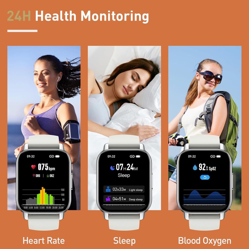 Smart Watch for Men Women, 1.85" HD Screen Smartwatch (Answer/Make Call) with Heart Rate Sleep Monitor Pedometer, 110+ Sports Mode Fitness Watch, IP68 Waterproof Fitness Tracker for Android iOS, White - Image 7